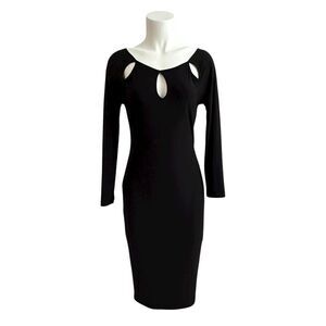 Venus Black Bodycon Long Sleeve MIDI Dress